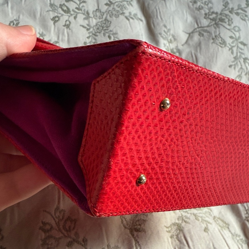 Andrea Pfister Vintage Red Leather and Purple Suede Purse - Picture 15 of 17